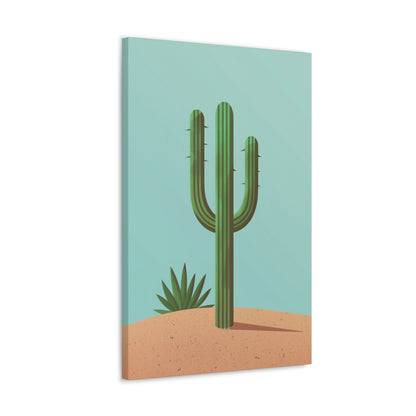 Saguaro Cactus in Desert - Illustration Canvas Gallery Wraps