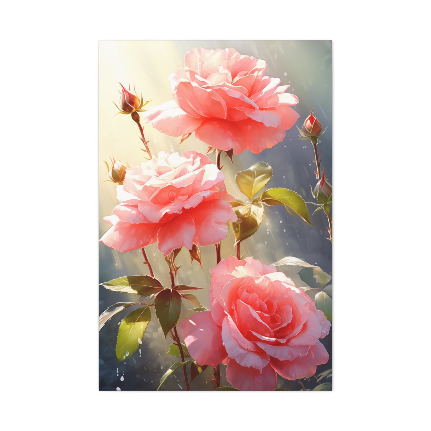 Rose Flowers - Watercolor Painting Digital Illustration Canvas Gallery Wraps