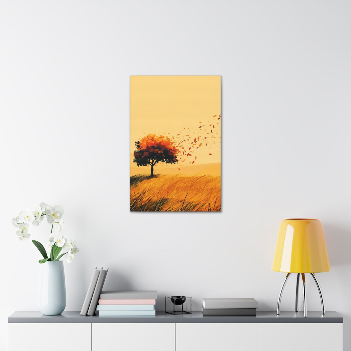 Tree in a Golden Sunset Digital Illustration Canvas Gallery Wraps