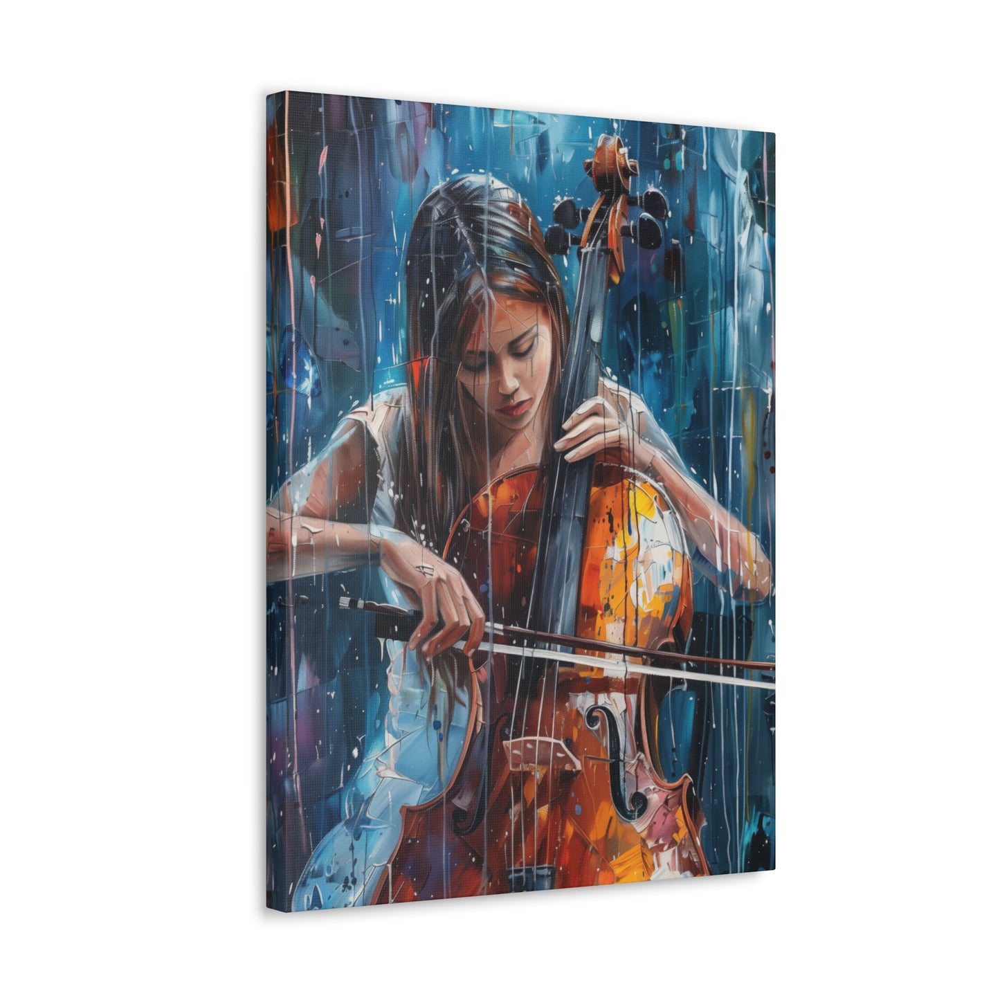 Girl Playing Guitar - Digital Oil Painting Canvas Gallery Wraps