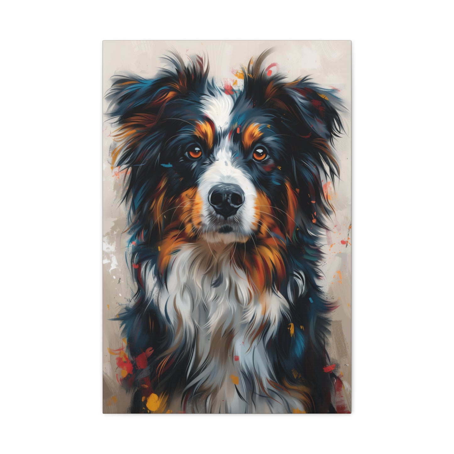 Border Collie Dog - Abstract Illustration Canvas Gallery Wraps