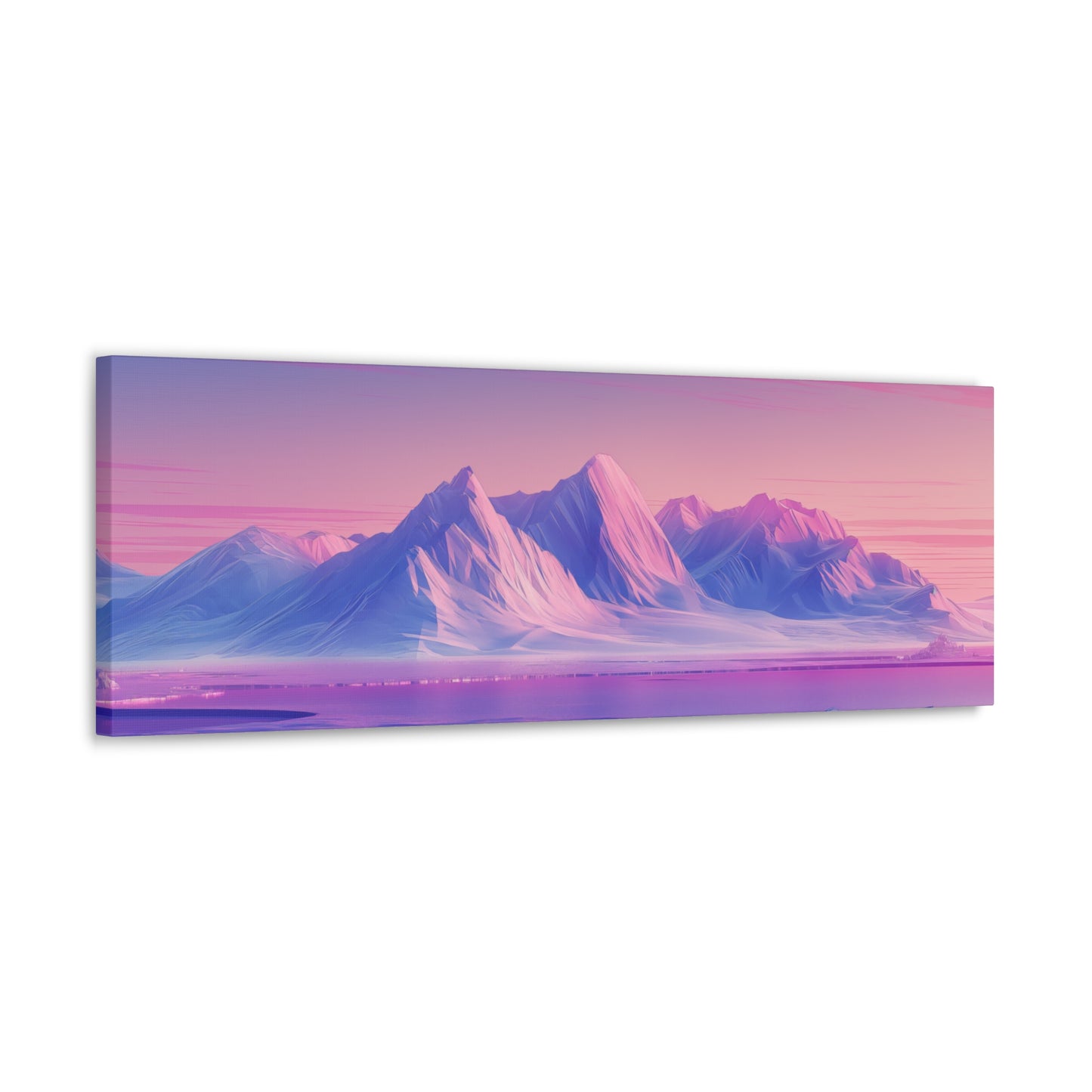 Snowy Mountain Evening - Digital Landscape Illustration Panorama Canvas Gallery Wraps