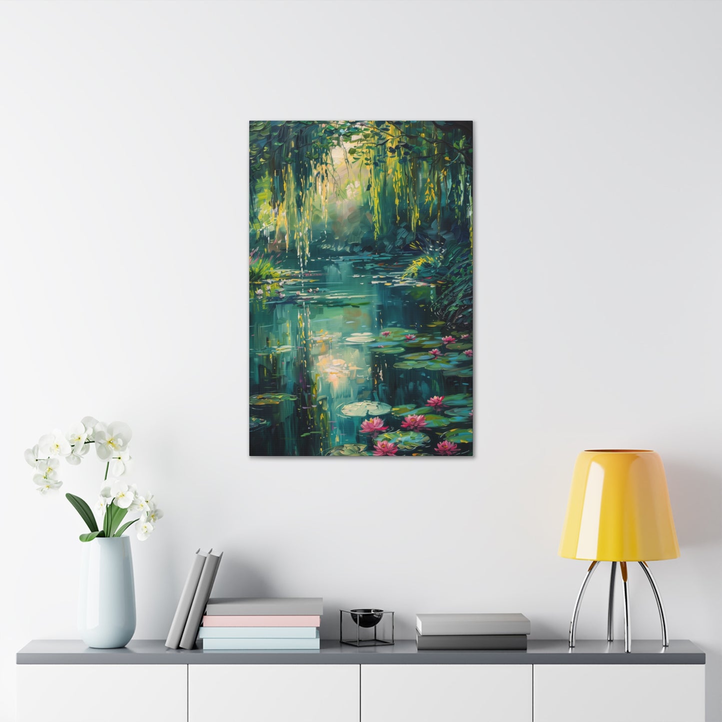 Pond in a Forest - Claude Monet Style Digital Print Canvas Gallery Wraps