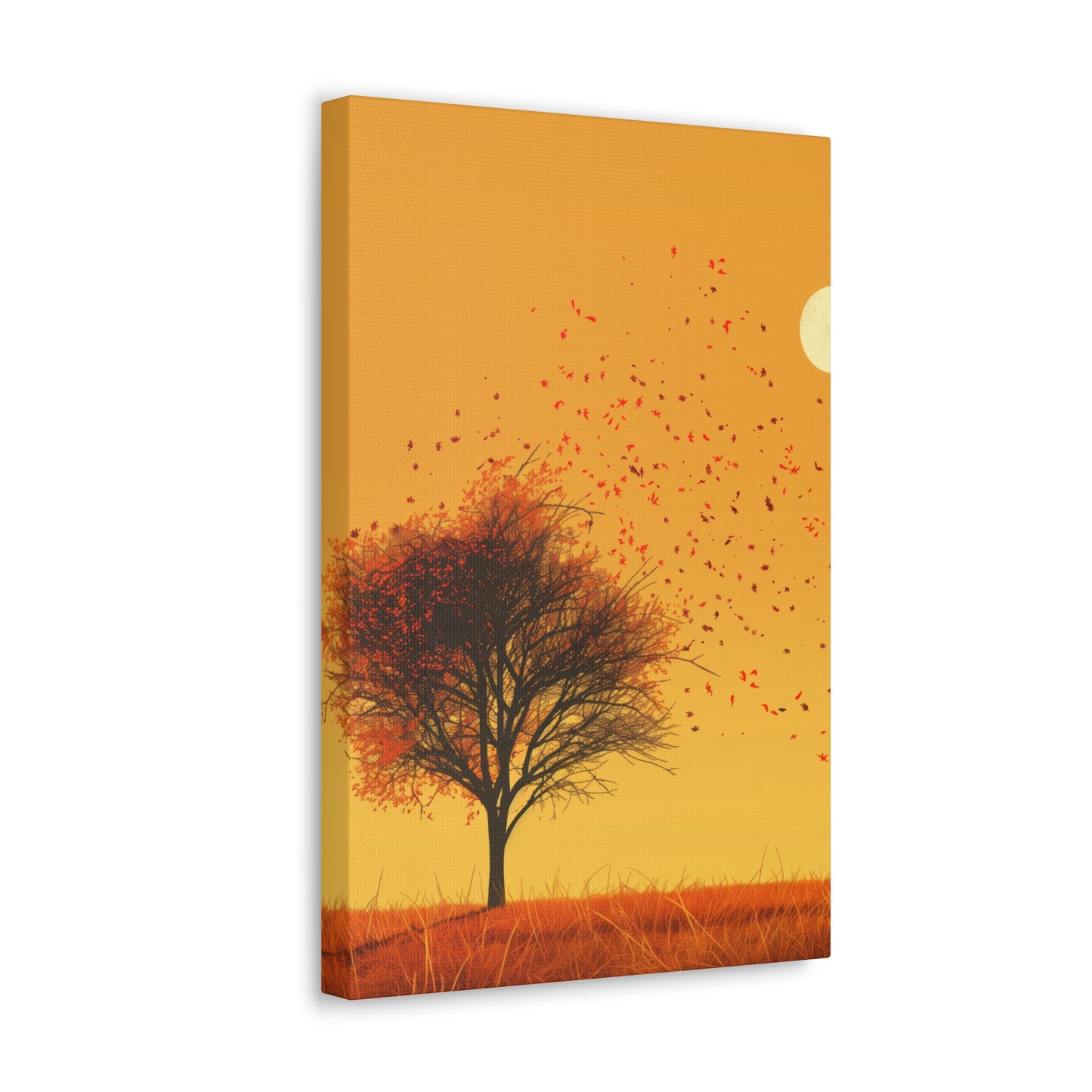 Tree in a Golden Sunset Digital Illustration Canvas Gallery Wraps