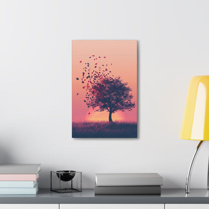 Tree in a Golden Sunset Digital Illustration Canvas Gallery Wraps