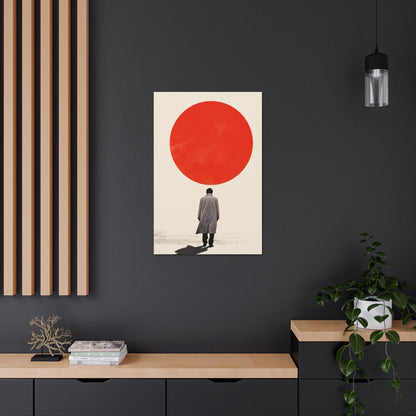 Man walking to red circle  - Takeshi Kitano Style Digital Illustration Canvas Gallery Wraps