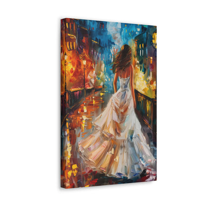 bride walking in Bridge - Leonid Afremov Style Digital Print Canvas Gallery Wraps