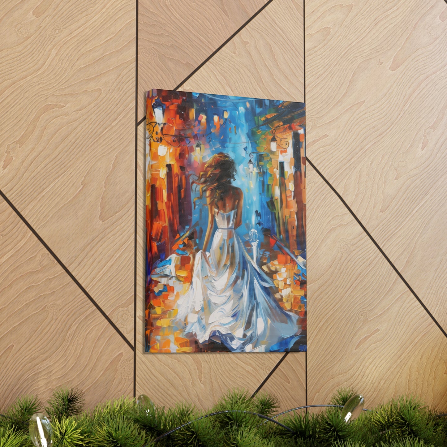 Bride in the Street - Leonid Afremov Style Digital Print Canvas Gallery Wraps