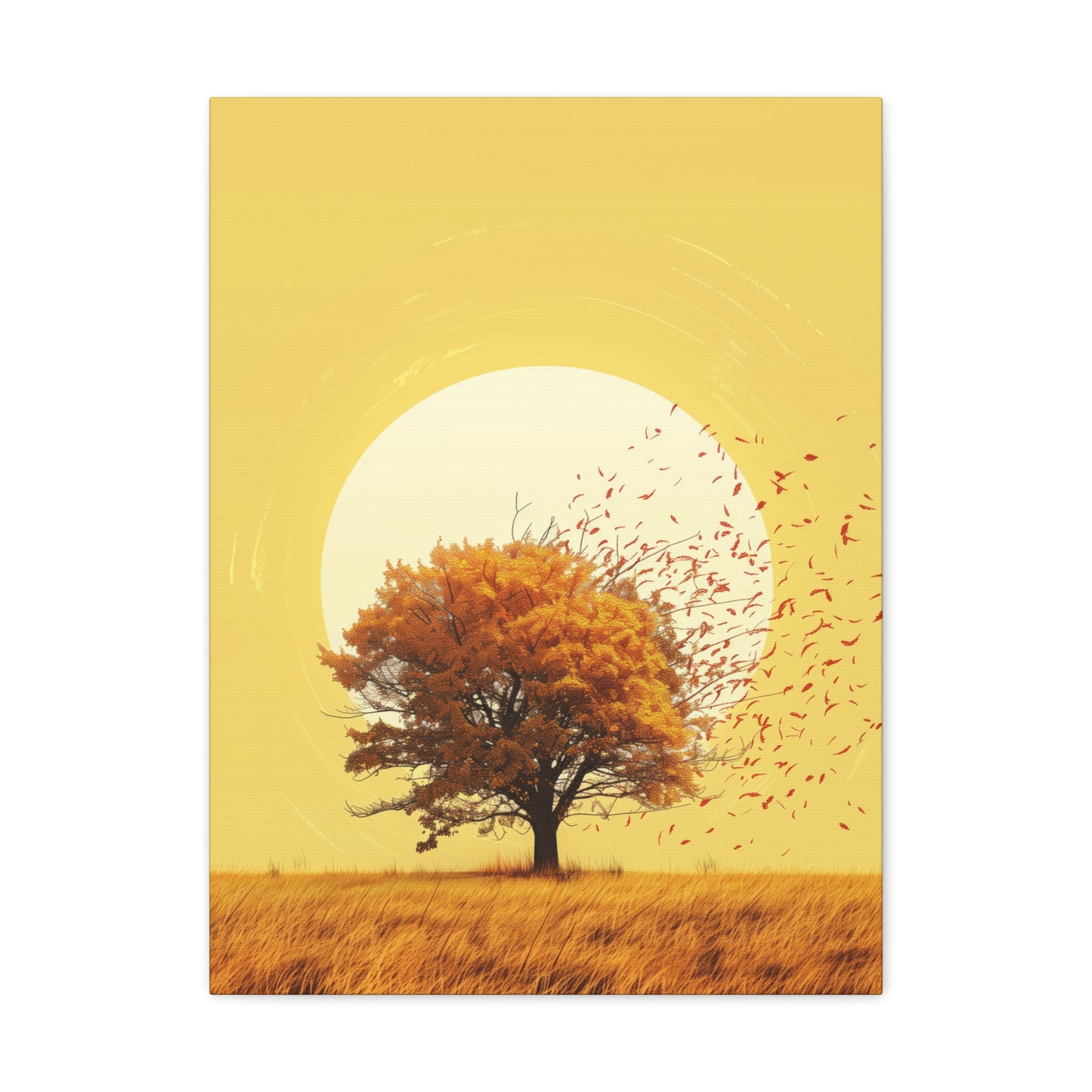 Tree in a Golden Sunset Digital Illustration Canvas Gallery Wraps