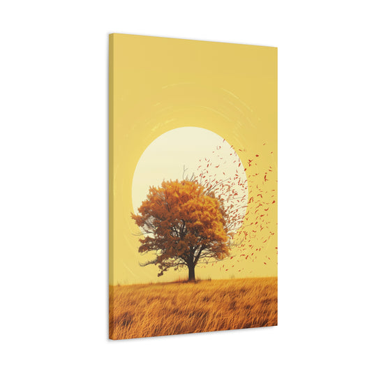 Tree in a Golden Sunset Digital Illustration Canvas Gallery Wraps