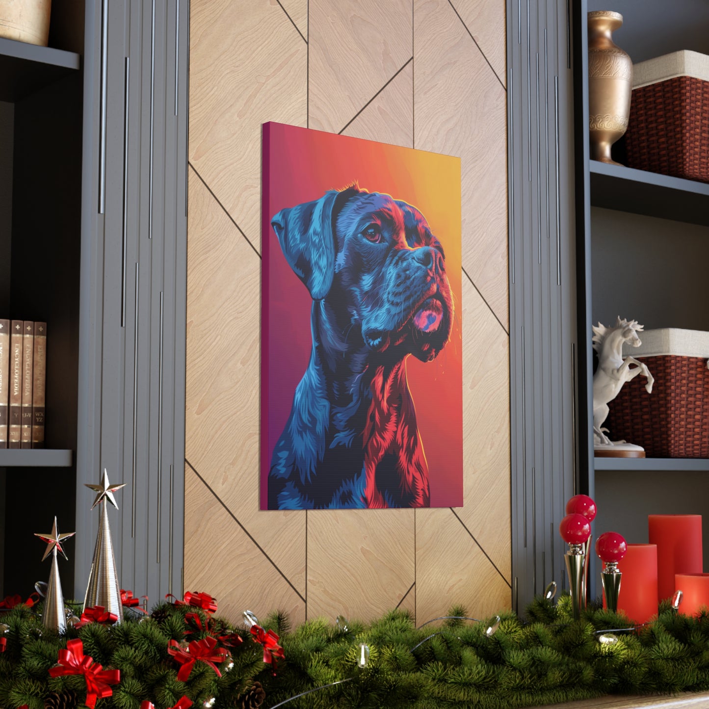 American Pit Bull Terrier Dog - Abstract Illustration Canvas Gallery Wraps