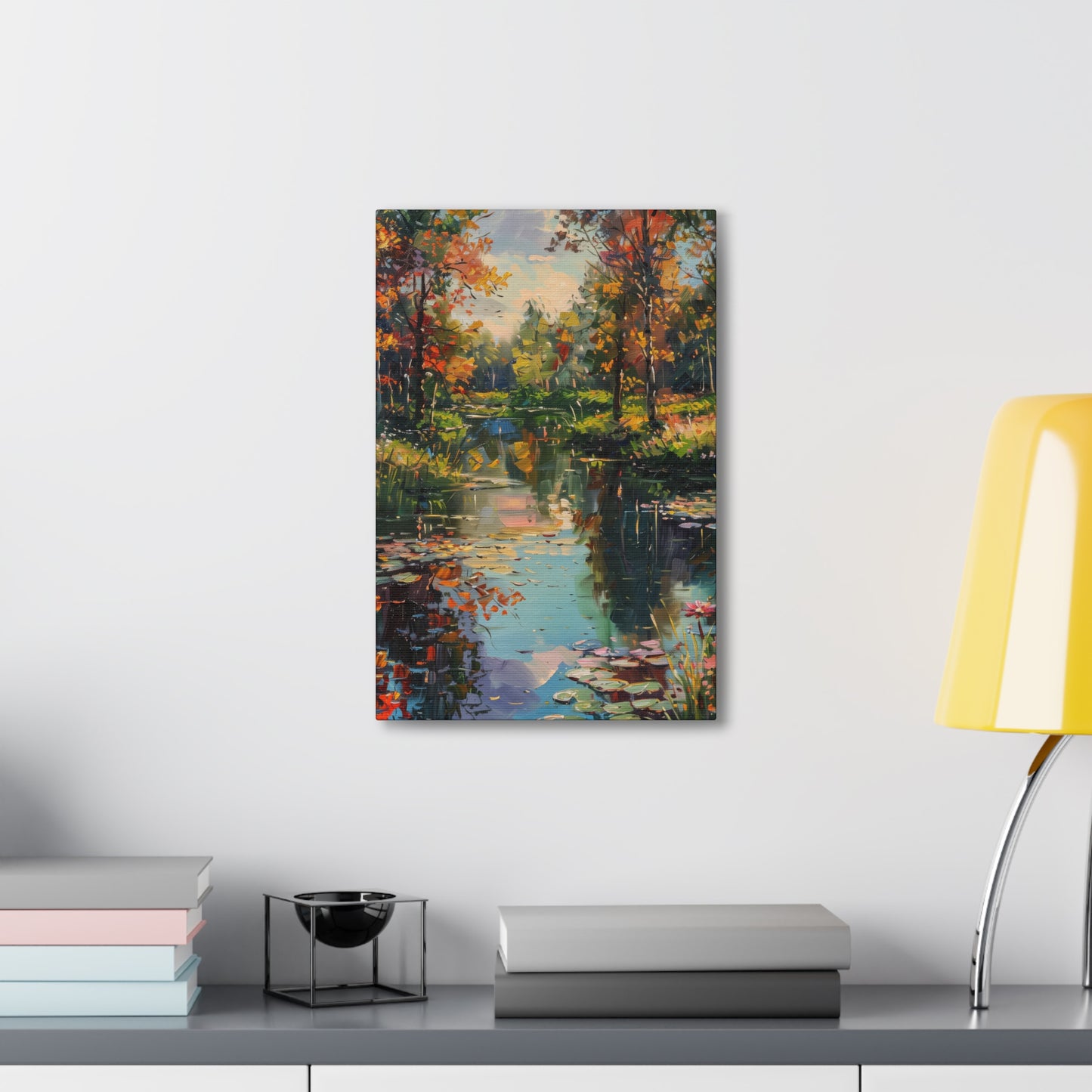 Lake in a Forest - Claude Monet Style Digital Print Canvas Gallery Wraps