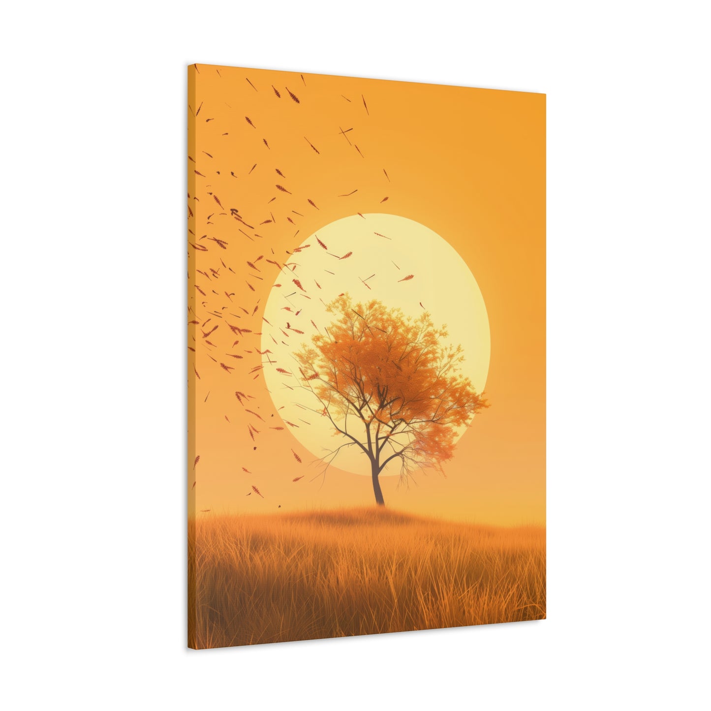 Tree in a Golden Sunset Digital Illustration Canvas Gallery Wraps