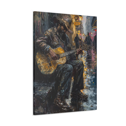 Man Playing Guitar on the Street - Rembrandt Style Digital Oil Painting Canvas Gallery Wraps