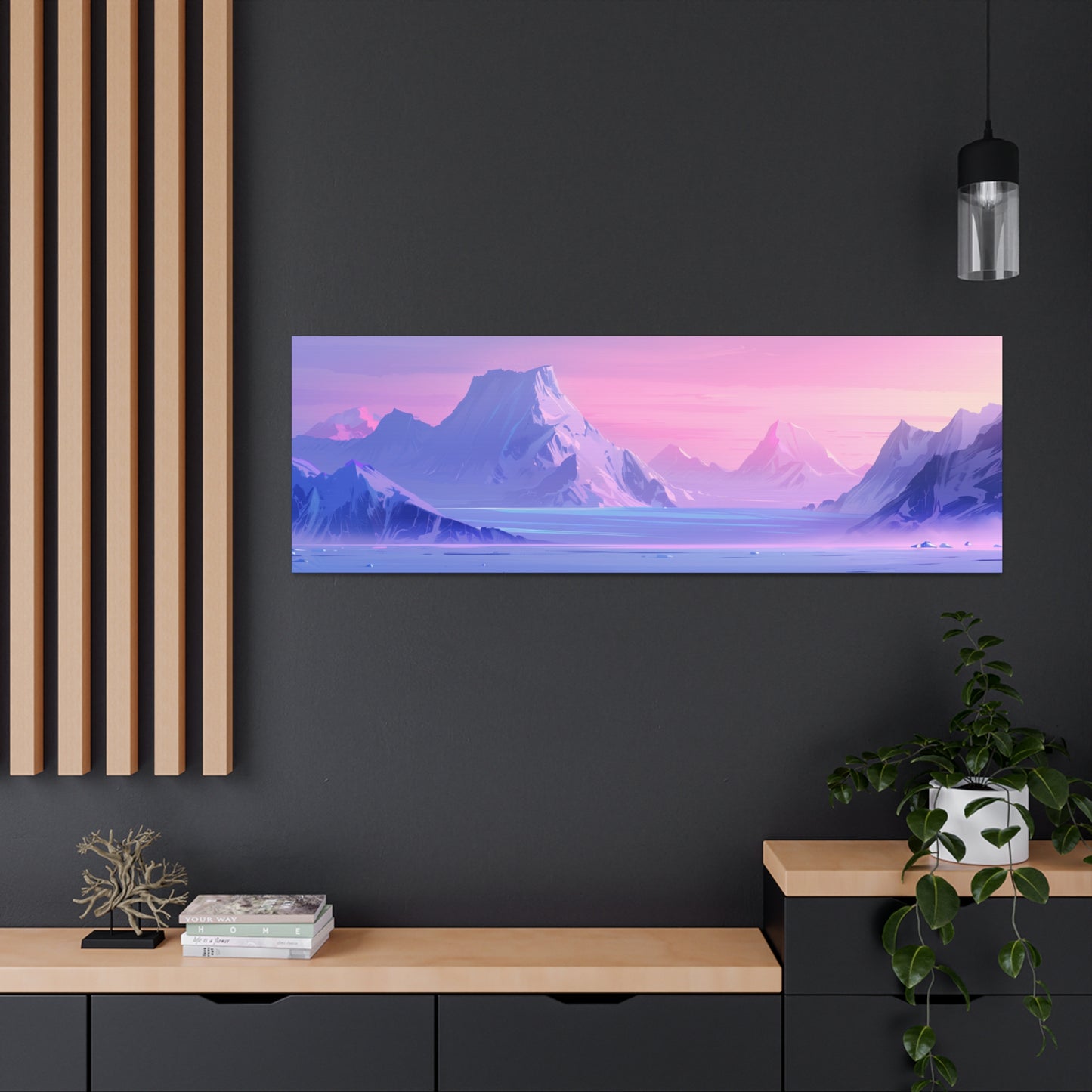 Antarctic Evening Landscape - Digital Illustration Panorama Canvas Gallery Wraps