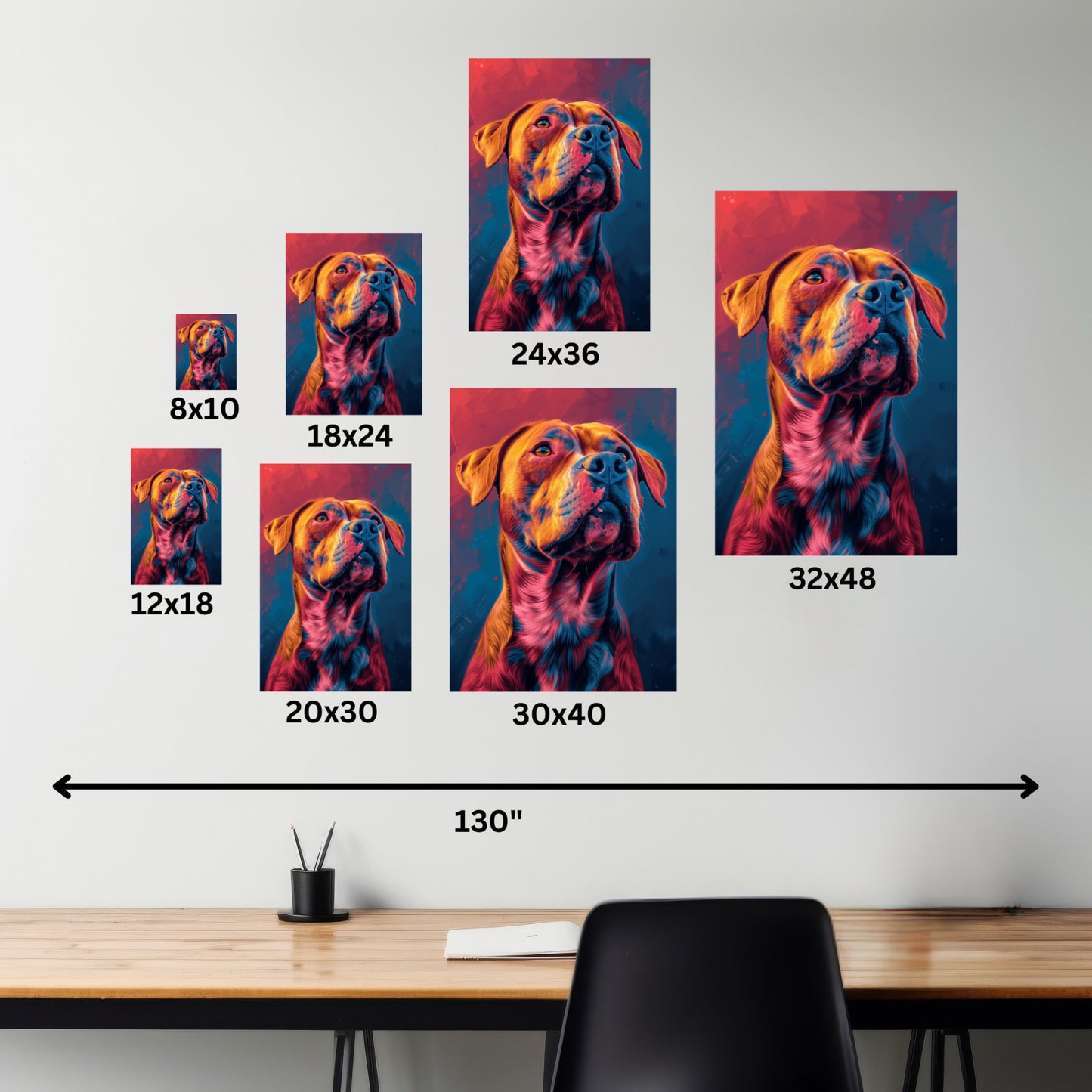 American Pit Bull Terrier - Abstract Illustration Canvas Gallery Wraps