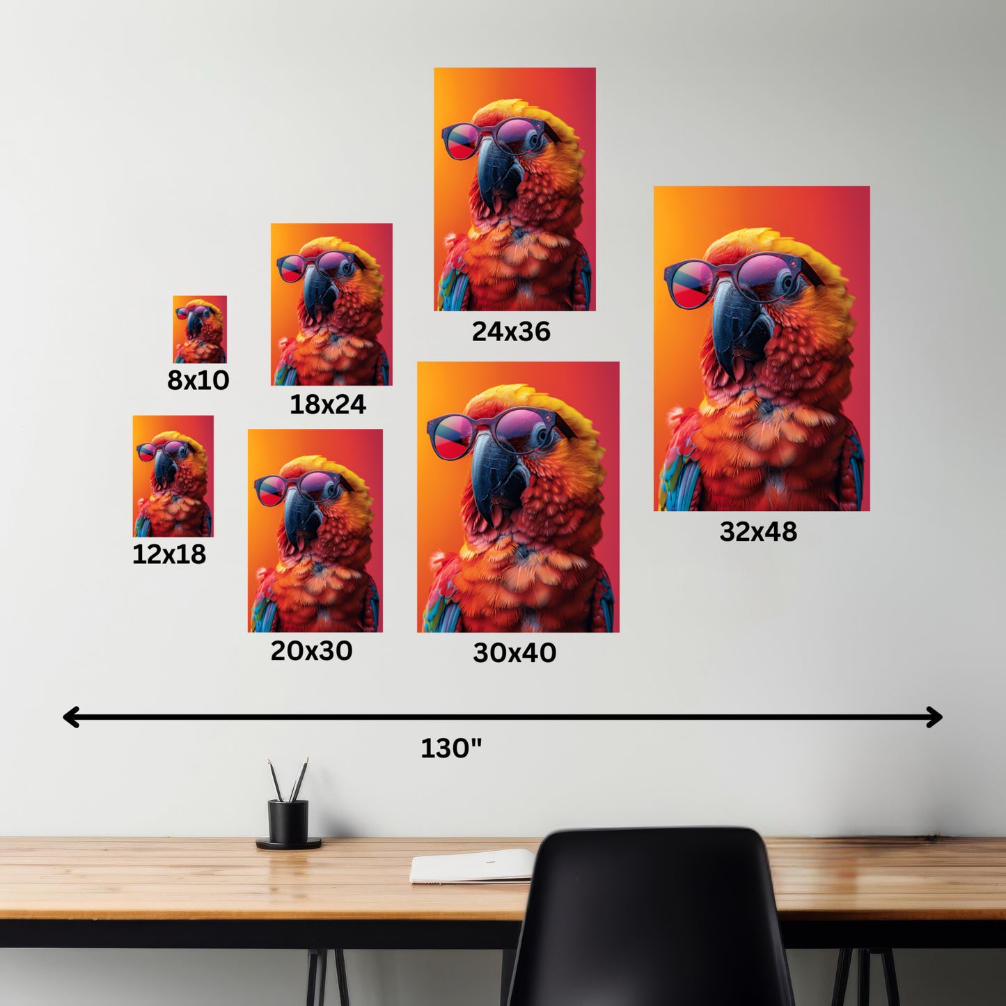 Parrot Wearing Sunglasses - Illustration Canvas Gallery Wraps