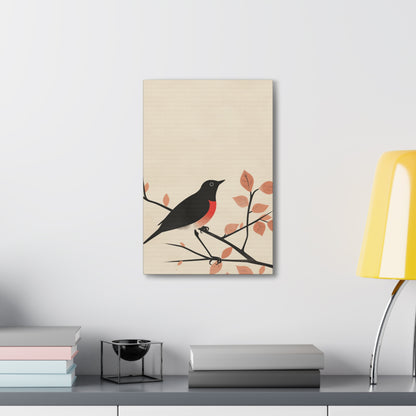 Bird siting on a tree branch Digital Illustration Canvas Gallery Wraps