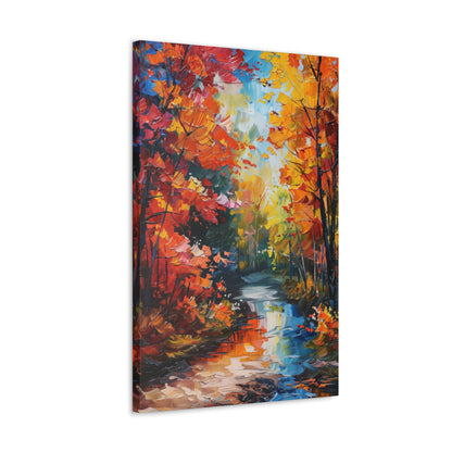 Road Through Autumn Flower Forest - Leonid Afremov Oil Painting Canvas Gallery Wraps