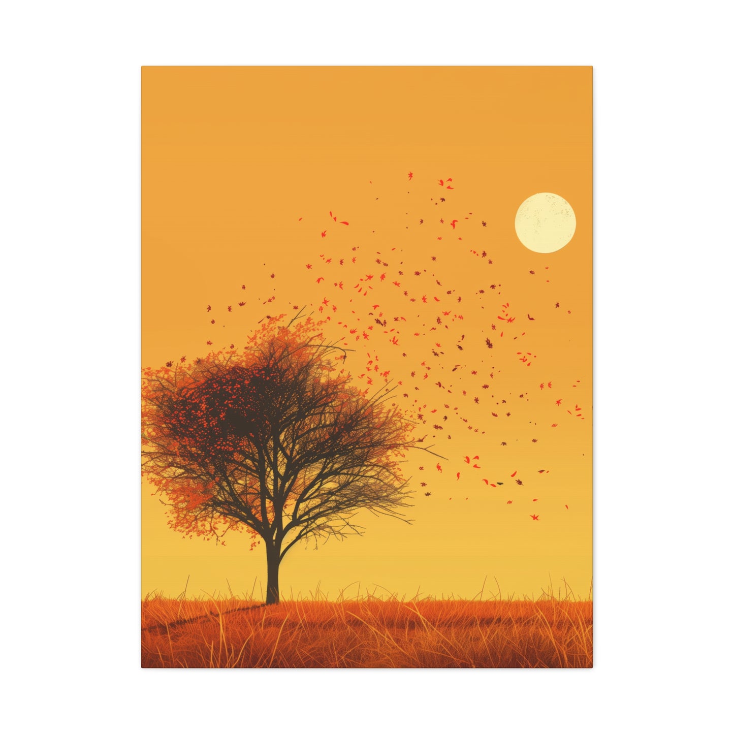 Tree in a Golden Sunset Digital Illustration Canvas Gallery Wraps