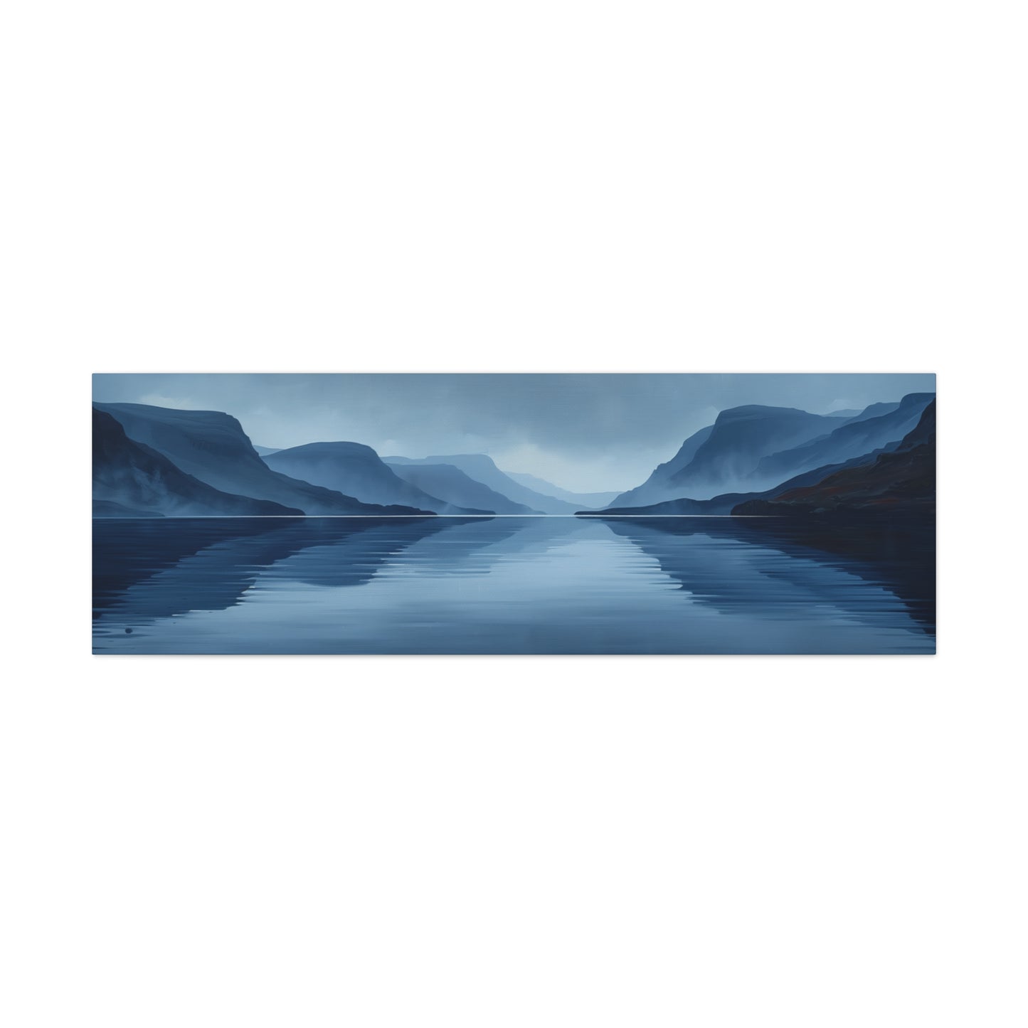 Lake Landscape with Mountains - Morning Mist Panorama Canvas Gallery Wraps