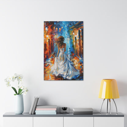 Bride in the Street - Leonid Afremov Style Digital Print Canvas Gallery Wraps