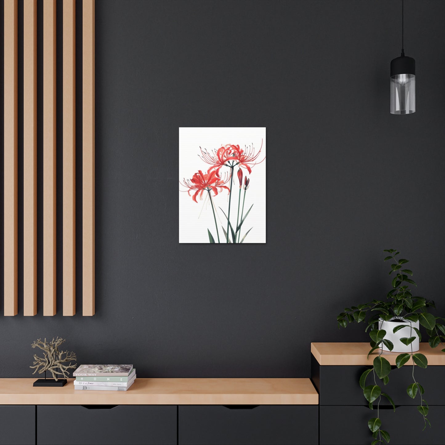 Red Spider Lily Flower Digital Illustration Canvas Gallery Wraps