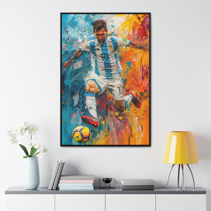 Lionel Messi Playing with Argentina T-Shirt - Canvas Print