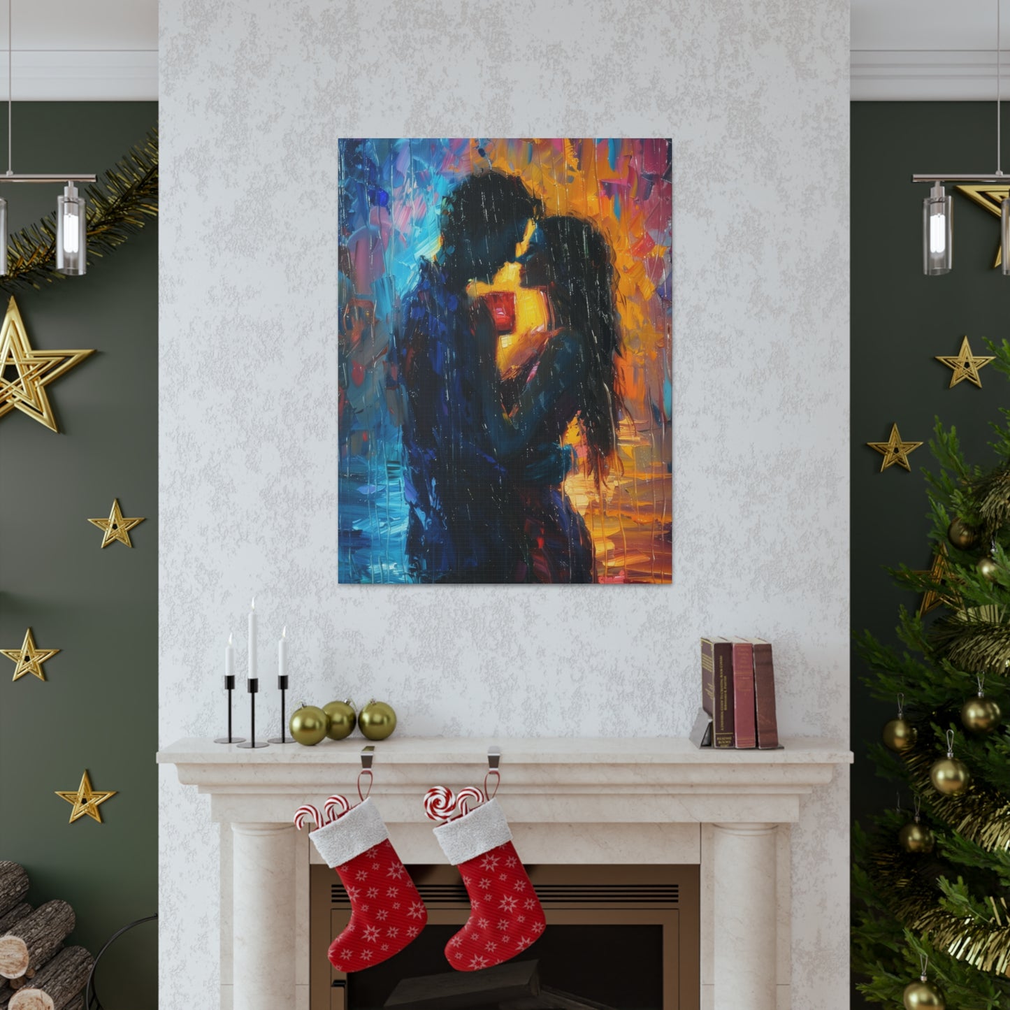 Couple - Leonid Afremov Style Digital Oil Painting Canvas Gallery Wraps