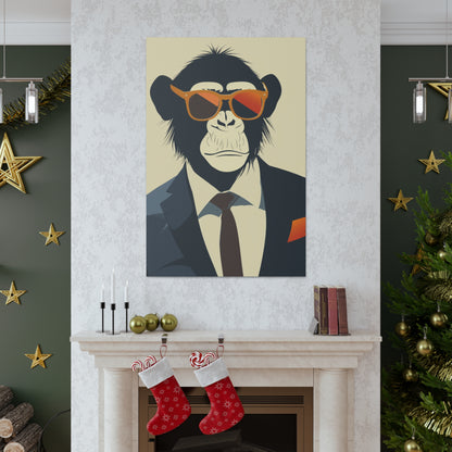 Ape Wearing Suite and Sunglasses Digital Illustration Canvas Gallery Wraps