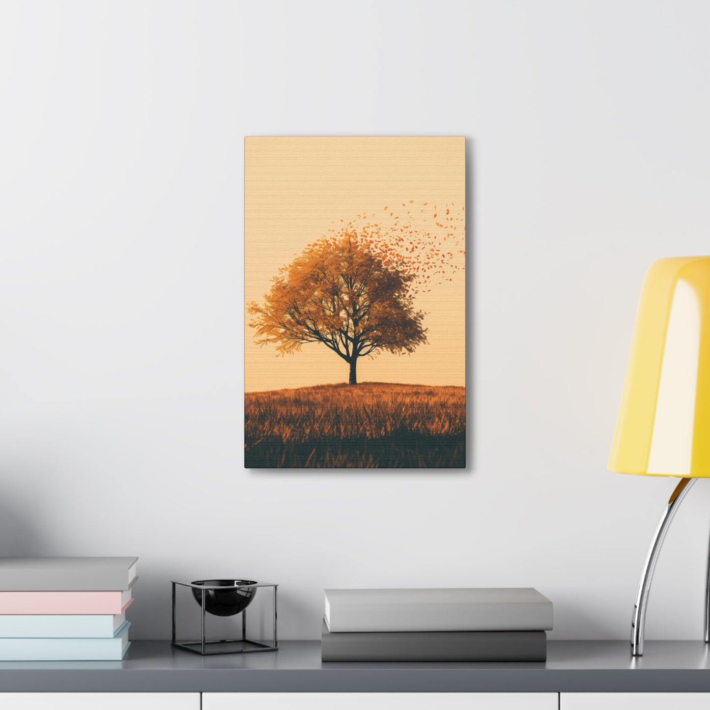 Tree in a Golden Sunset Digital Illustration Canvas Gallery Wraps