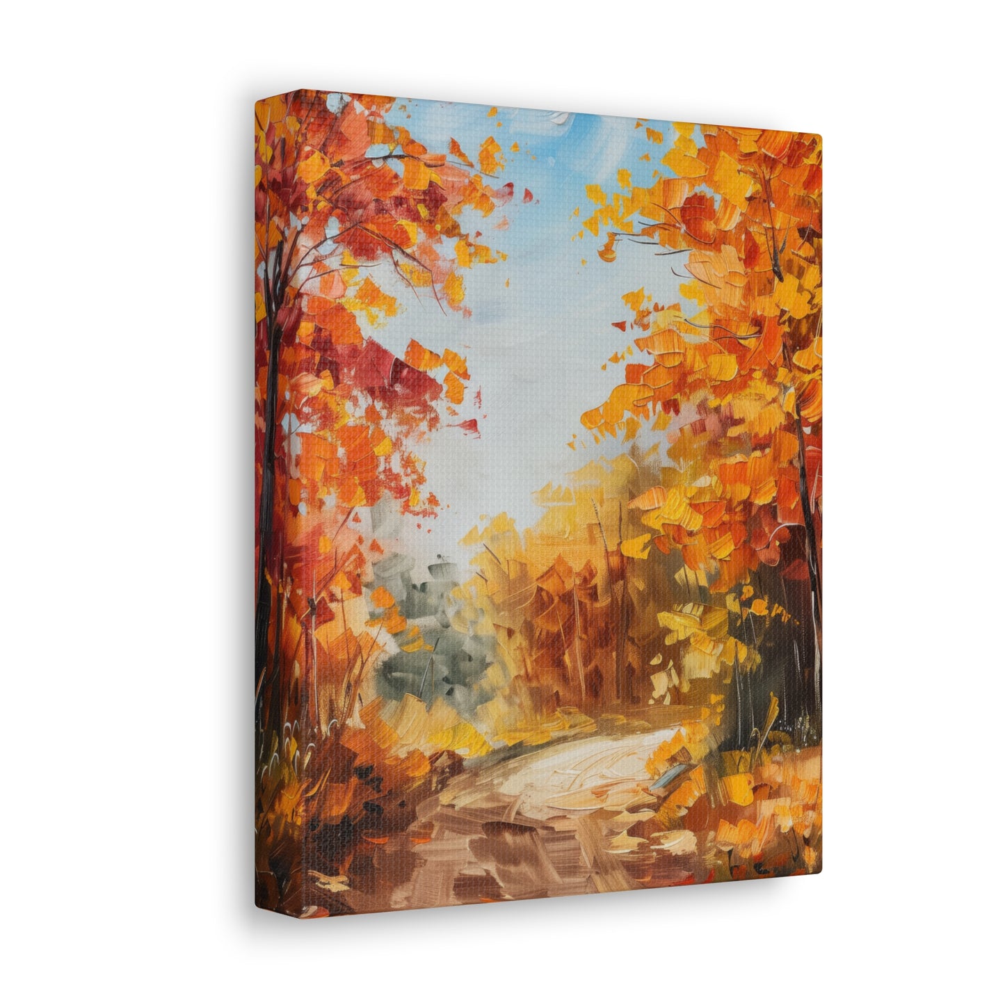 Road Through Autumn Forest - Leonid Afremov Style Oil Painting Canvas Gallery Wraps