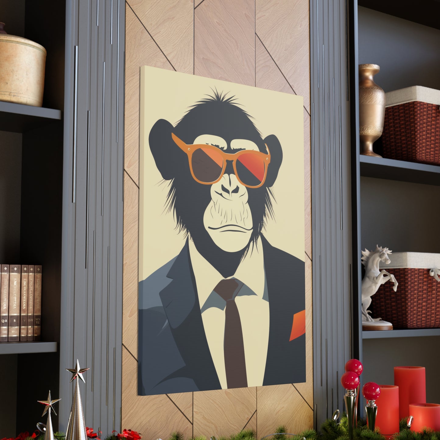 Ape Wearing Suite and Sunglasses Digital Illustration Canvas Gallery Wraps