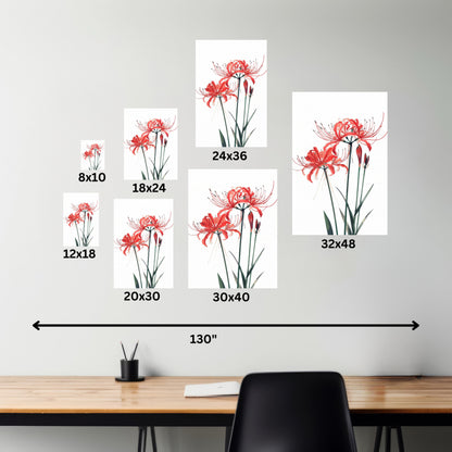 Red Spider Lily Flower Digital Illustration Canvas Gallery Wraps