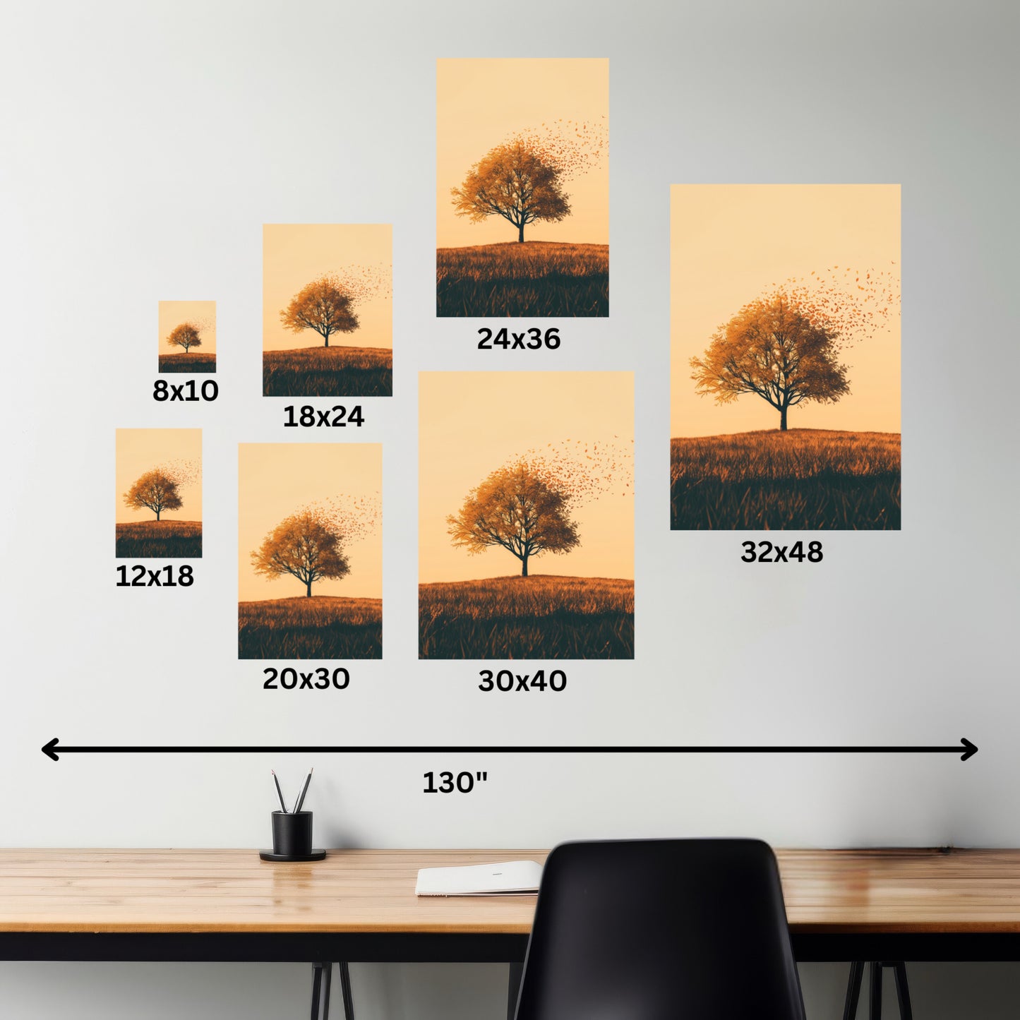 Tree in a Golden Sunset Digital Illustration Canvas Gallery Wraps