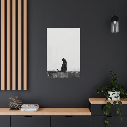 Black Cat Digital Illustration Canvas Gallery Wraps