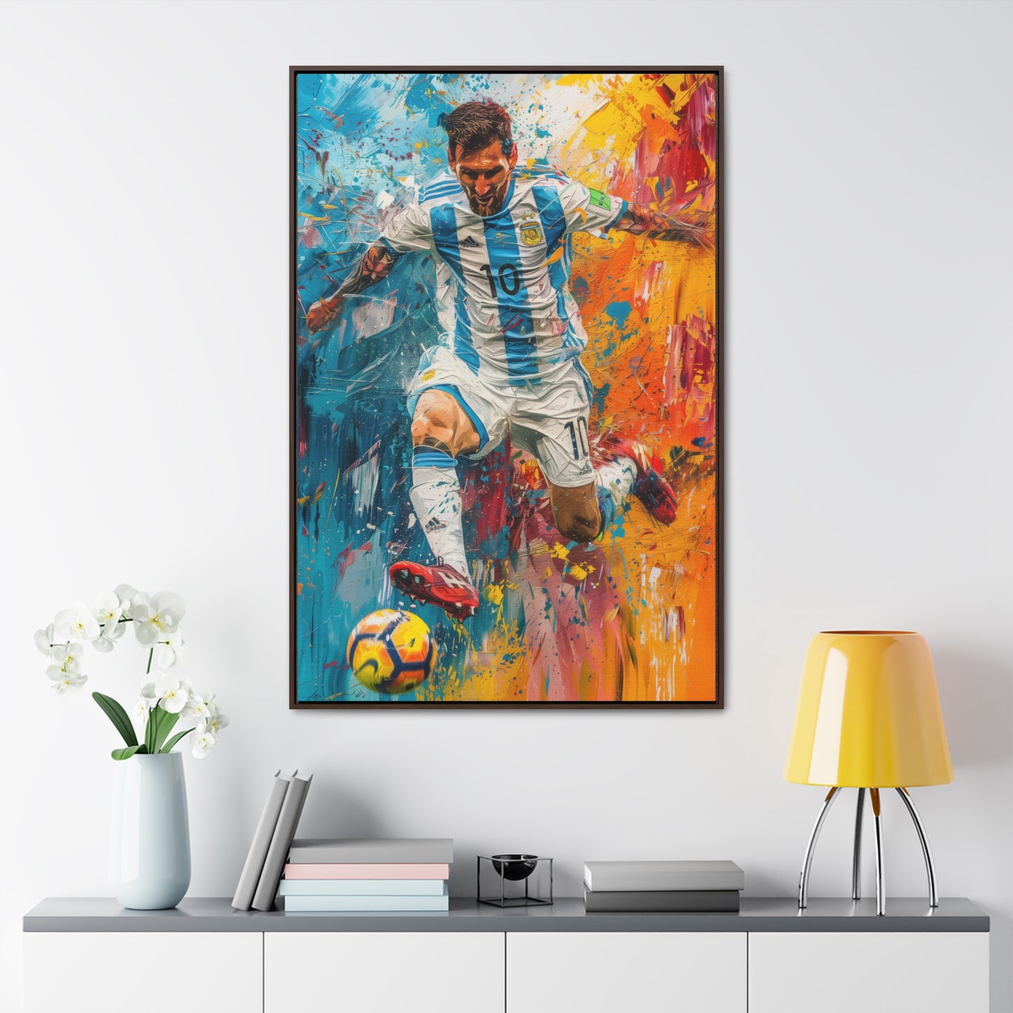 Lionel Messi Playing with Argentina T-Shirt - Canvas Print