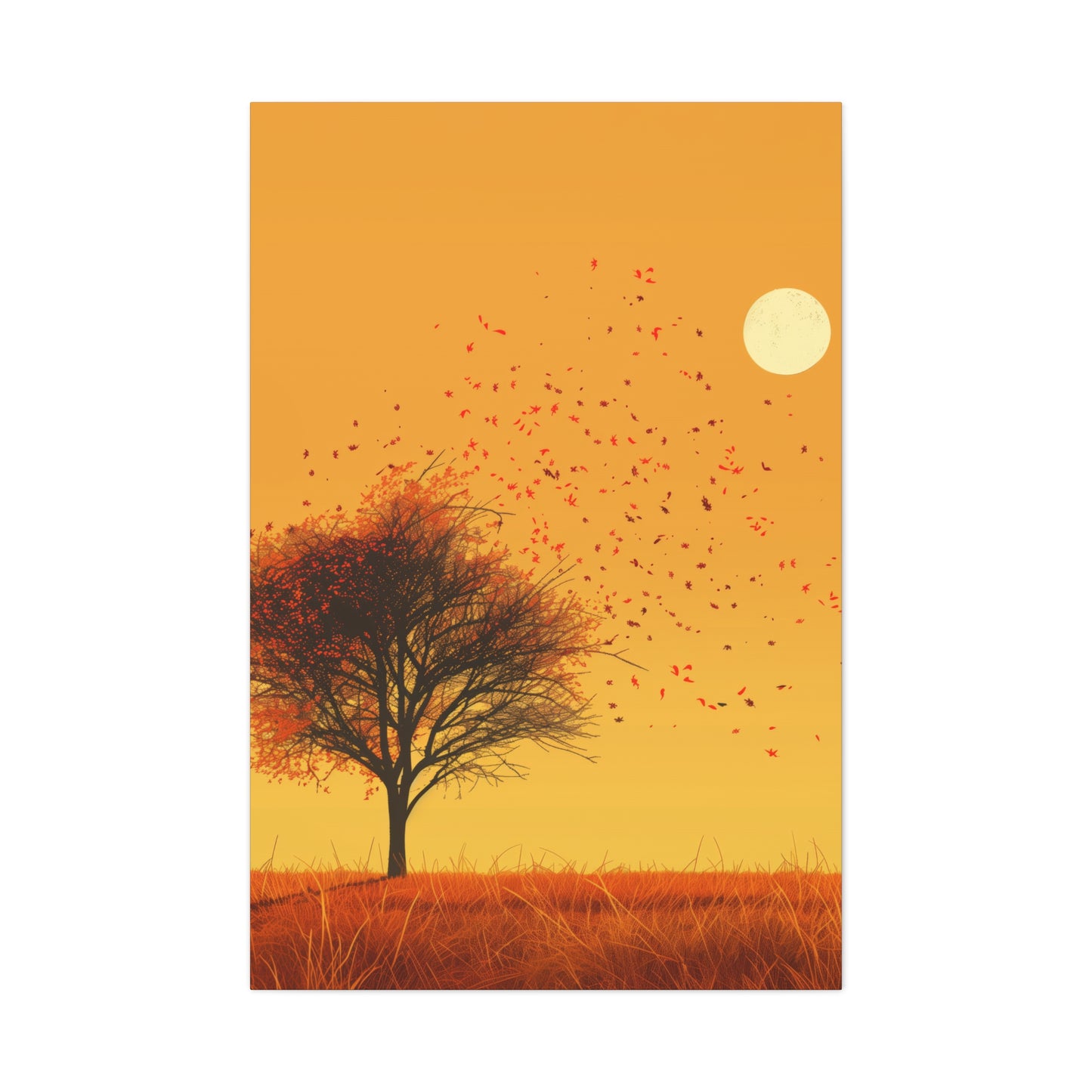 Tree in a Golden Sunset Digital Illustration Canvas Gallery Wraps