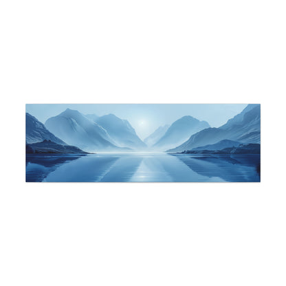 Lake Landscape with Mountains - Morning Mist Panorama Canvas Gallery Wraps