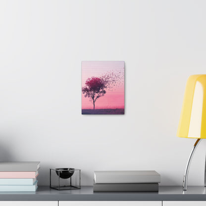 Tree in a Purple Sunset Digital Illustration Canvas Gallery Wraps