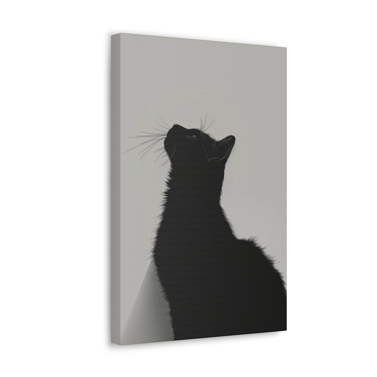 Black Cat Looking Up Digital Illustration Canvas Gallery Wraps