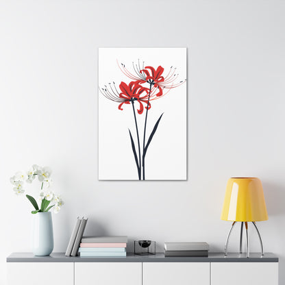 Red Spider Lily Flower Digital Illustration Canvas Gallery Wraps