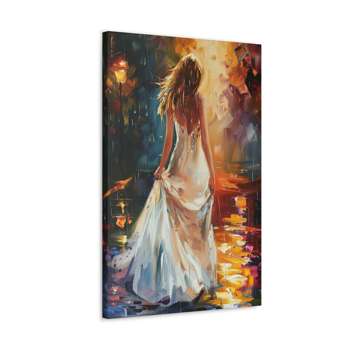 Beautiful Bride in Street - Leonid Afremov Style Digital Print Canvas Gallery Wraps