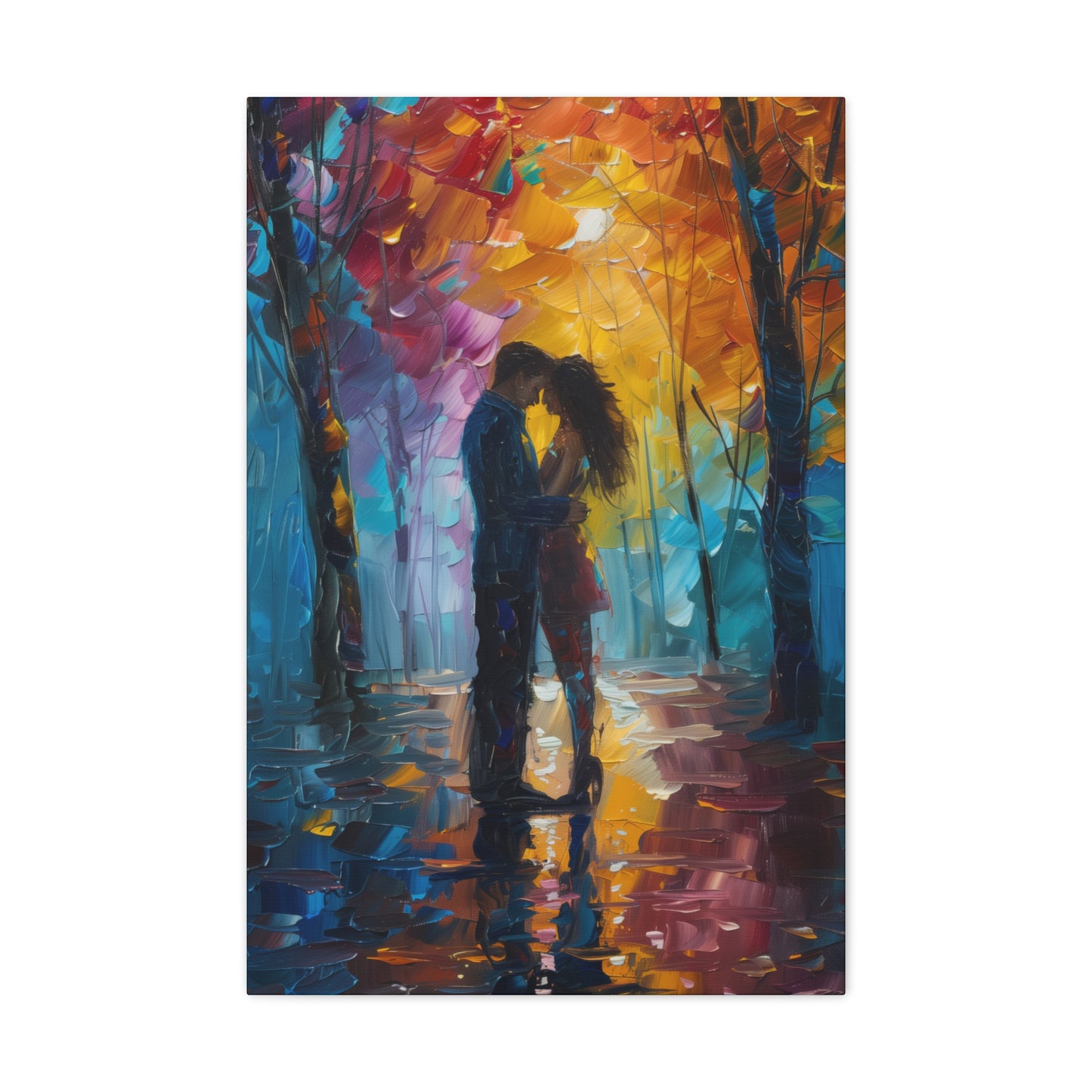 Couple - Leonid Afremov Style Digital Oil Painting Canvas Gallery Wraps