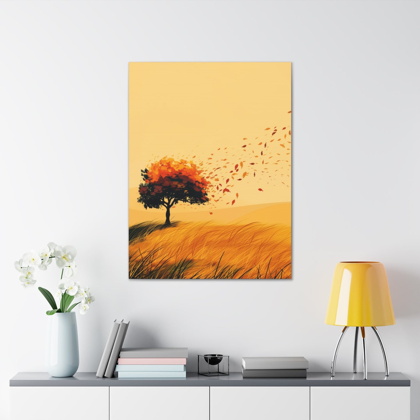 Tree in a Golden Sunset Digital Illustration Canvas Gallery Wraps