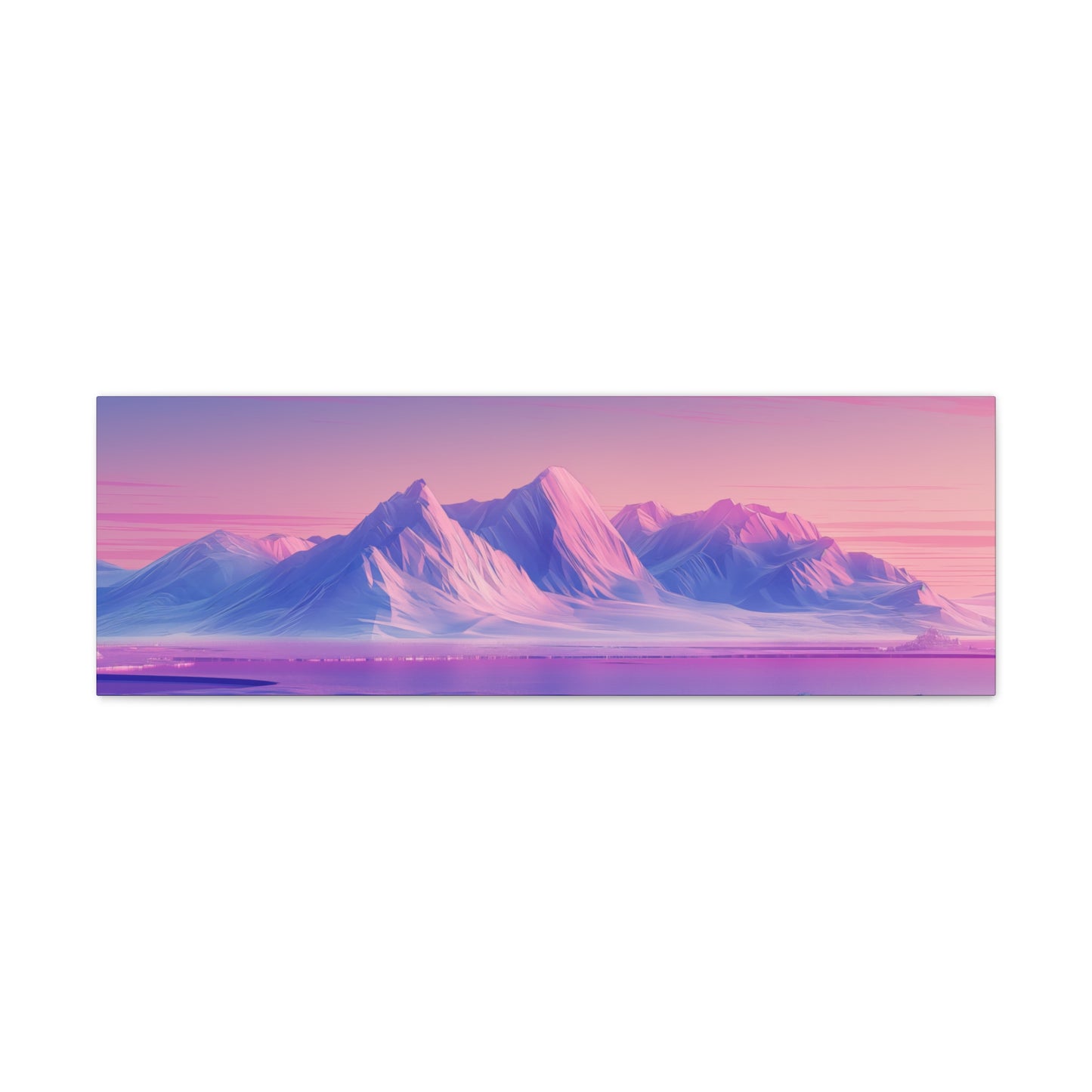 Snowy Mountain Evening - Digital Landscape Illustration Panorama Canvas Gallery Wraps