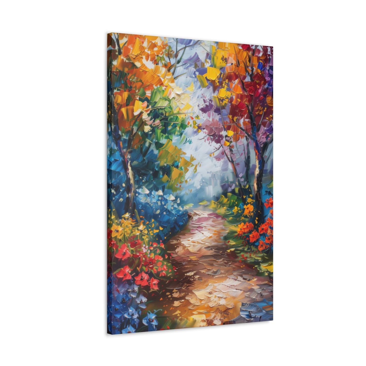 Road Through Autumn Flower Forest - Leonid Afremov Oil Painting Canvas Gallery Wraps