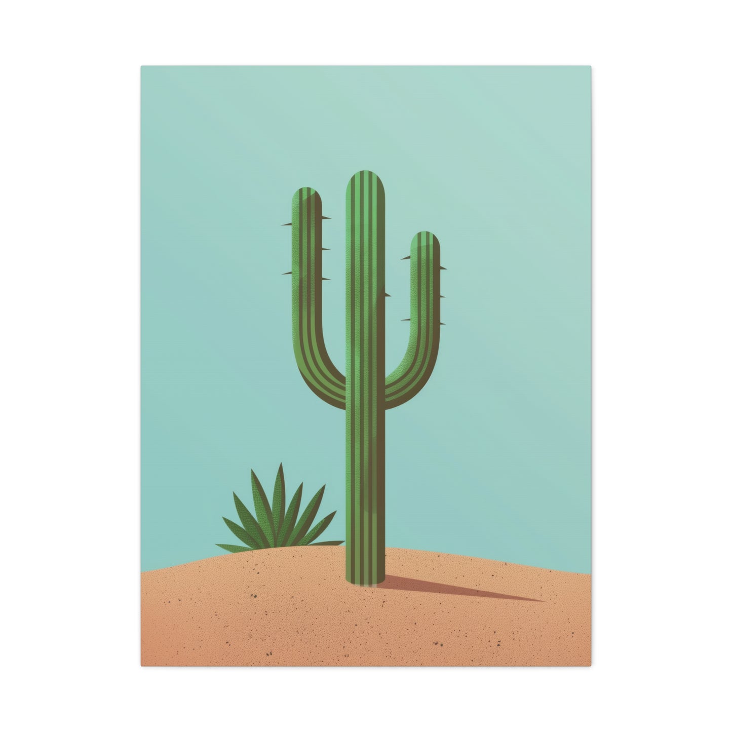 Saguaro Cactus in Desert - Illustration Canvas Gallery Wraps