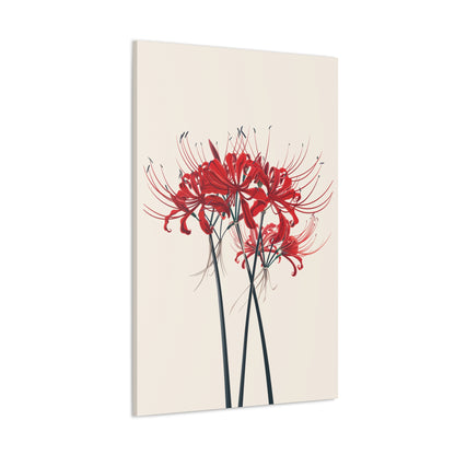 Red Spider Lily Flower Digital Illustration Canvas Gallery Wraps