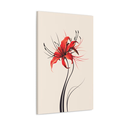 Red Spider Lily Flower Digital Illustration Canvas Gallery Wraps